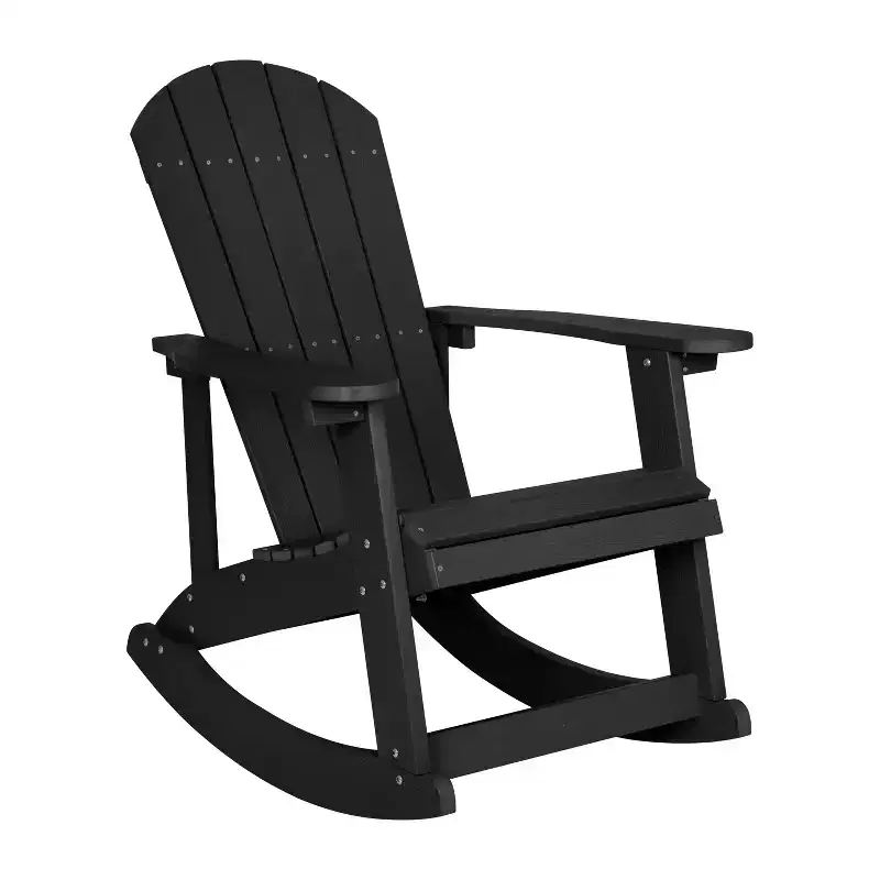 Flash Furniture Savannah All-Weather Poly Resin Wood Adirondack Rocking Chair with Rust Resistant Stainless Steel Hardware