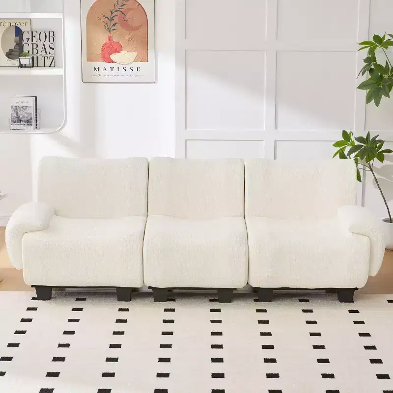 GDFStudio Roxie Modern 3-Seater 94.5 Chenille Upholstered Sofa with Curved Armrests