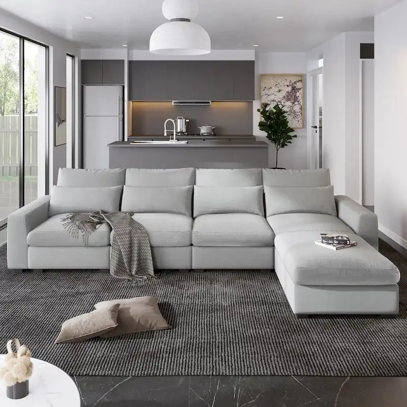 Modern Large L-Shape Sectional Convertible Sofa Couch with Reversible Chaise