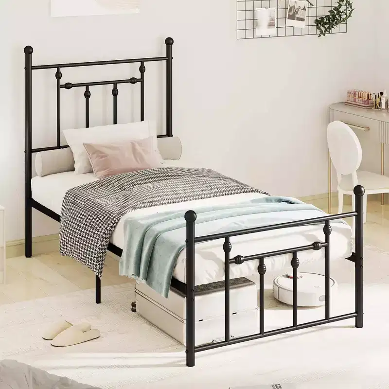 Costway Twin/Full/Queen Size Metal Bed Frame with Headboard Under-bed Storage Mattress Foundation
