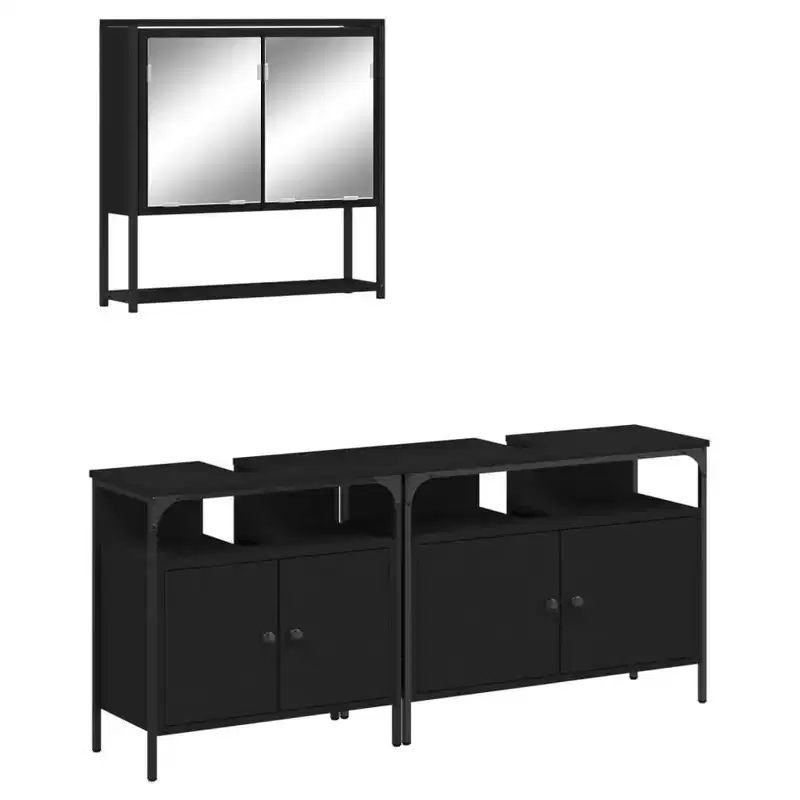 vidaXL Bathroom Furniture Set with Shelf 3 pcs Engineered wood Storage Cabinet