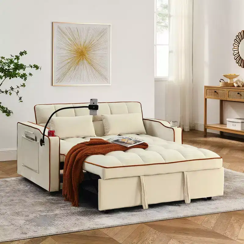 55.51'' Convertible Sofa Bed with USB, Ashtray, Phone Stand - 3 Sizes