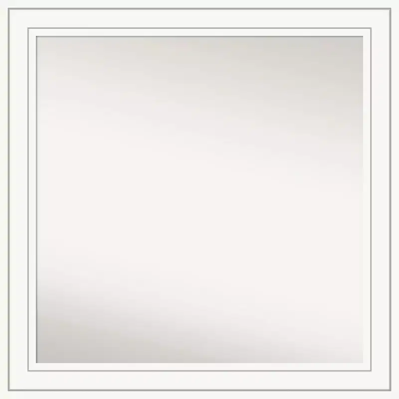 31" x 31" Non-Beveled White Wood Wall Mirror - Modern Square, Includes Mounting Hardware