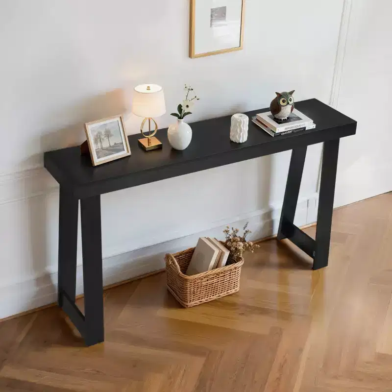 VEVOR 56 in Console Table, Modern Desk Behind the Couch, Wooden Rectangle Entrance Desk, Narrow Long Sofa Table Accent Stand, Ideal for Hallway,Black
