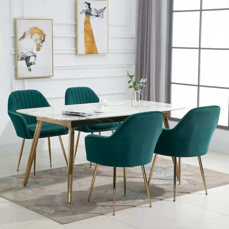 AVAWING Upholstered Velvet Dining Chairs Accent Arm Chairs Set of 4