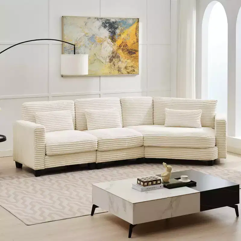 Convertible Modular Corduroy Sectional Sofa for Living Room