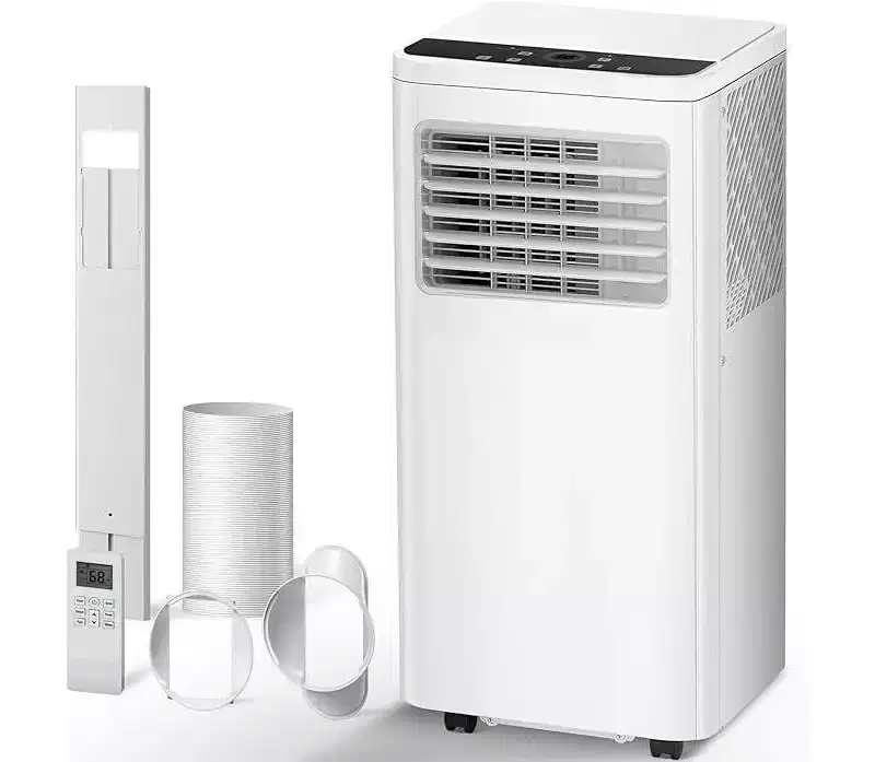8,000 BTU Portable AC, 3-in-1 Unit with 4 Modes, Timer, LED Display, Remote & Install Kit, for Bedroom/Living Room/Office, White.