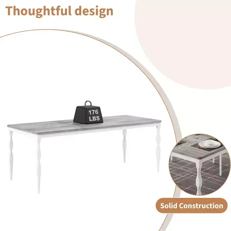Rectangular Dining Table for 6, Rustic Farmhouse Kitchen Table with Large Tabletop, Long Wooden Dining Room Table with Heavy Duty Legs