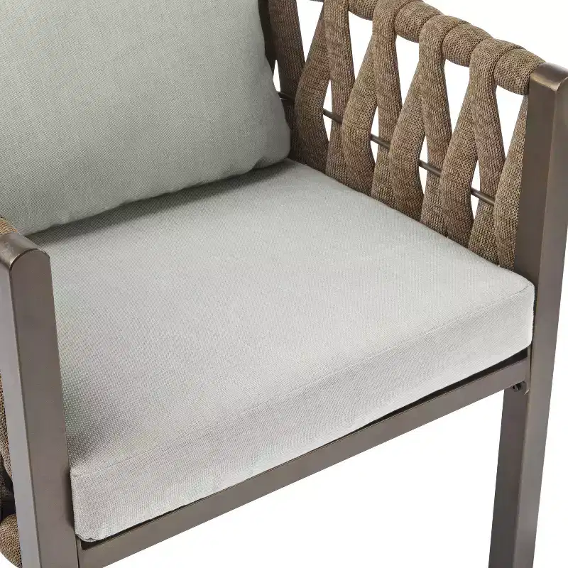 Christopher Knight Home Efraim Patio Rope Weaving Metal Club Chair with Cushion (Set of 2)