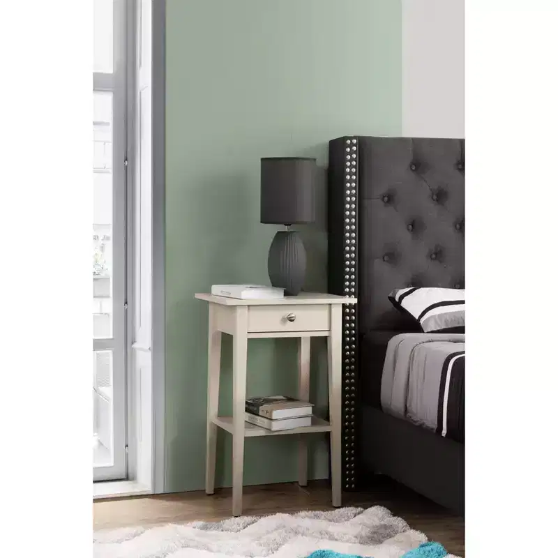 Rectangle Oak Wood Nightstand with Drawer – 28
