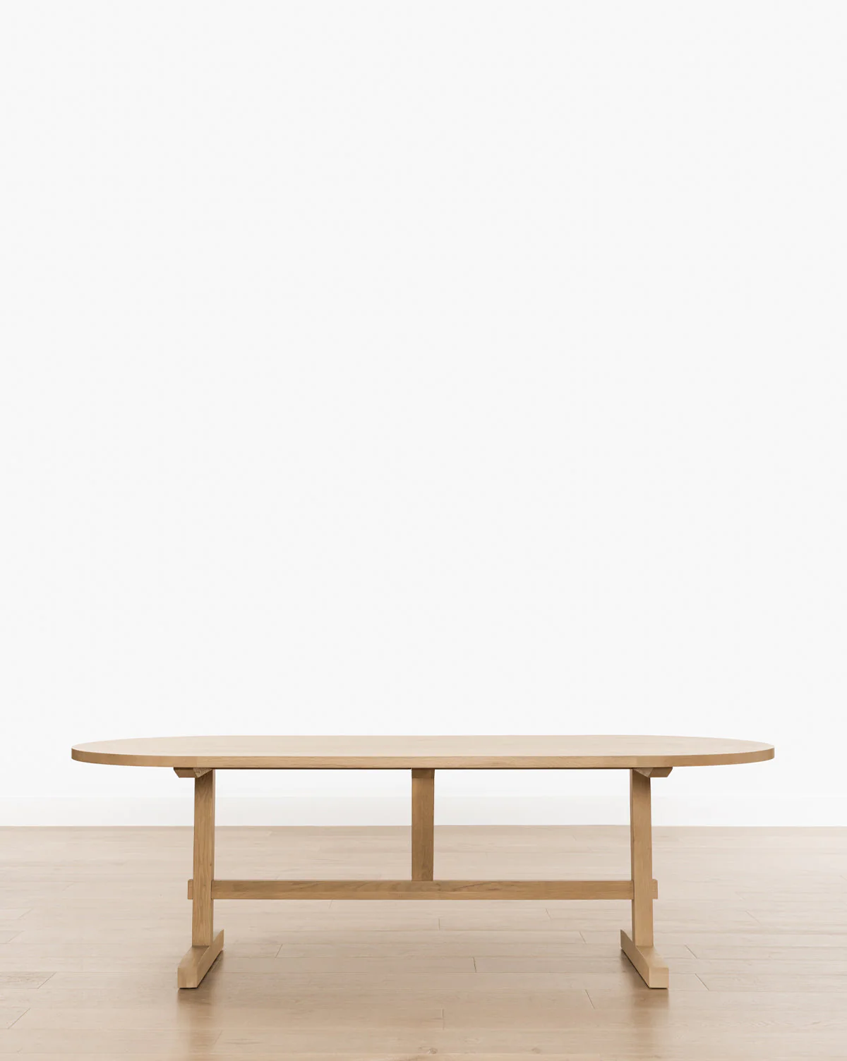 Minimalist Kiln-Dried White Oak Oval Dining Table with Mortise & Tenon Joinery for Dining Room