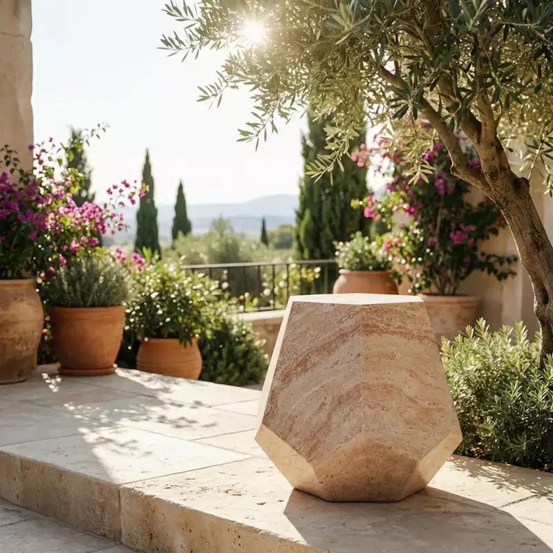 Lightweight Concrete Outdoor Side Table  Modern Sculptural Design, Weather-Resistant & Easy to Move for Patio, Balcony or Garden