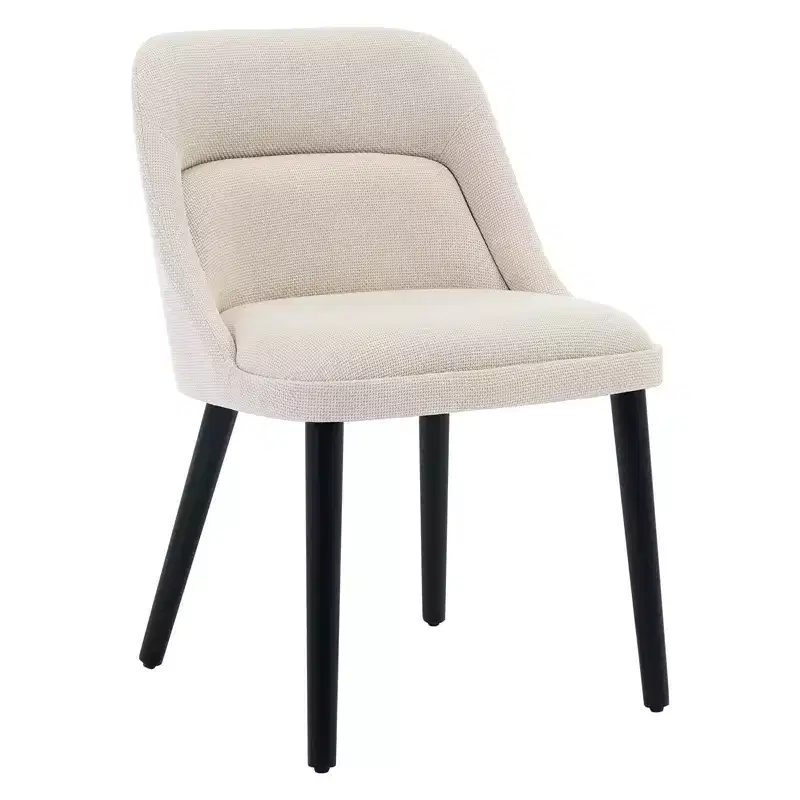 Mid-Century Modern Dining Chair, Upholstered Fabric Accent Chairs, Performance Fabric in Linen, Beige