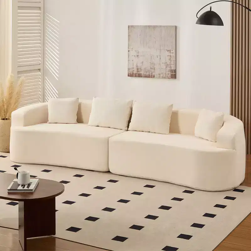 Mjkone 112 Curved Modular Sectional Sofa in Chenille Fabric Modern Minimalist Design Compressed No Assembly Required