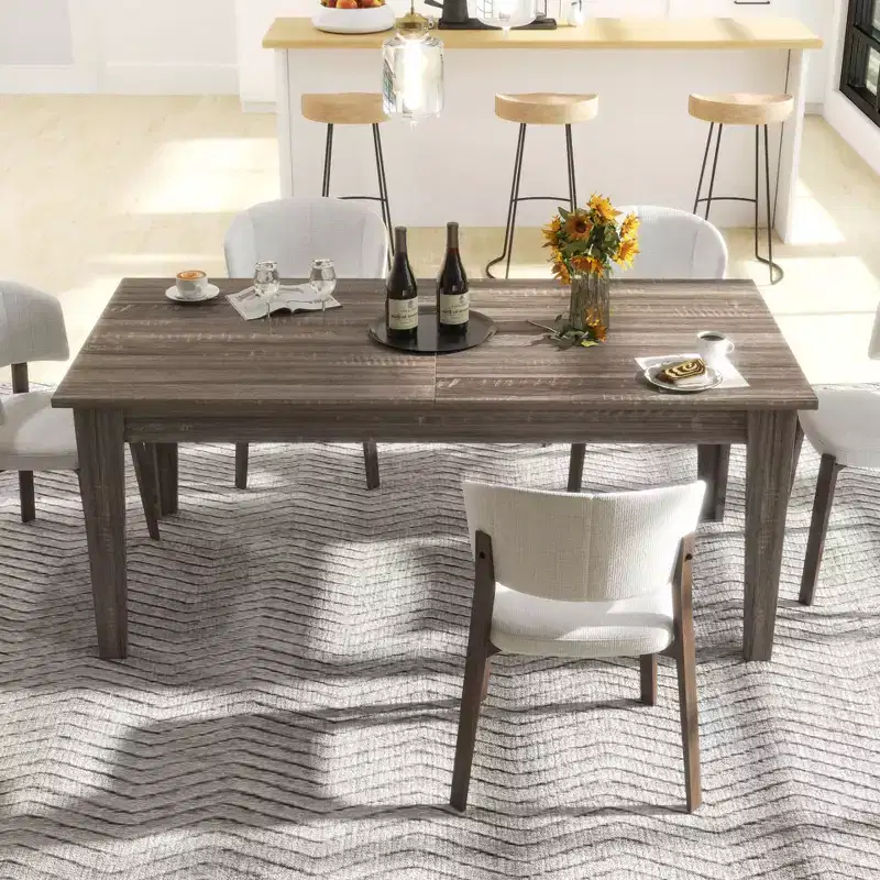 Okak 106.3IN Vintage Dining Table, Extendable Kitchen Table with Long Tabletop, Folding Table for Party, Celebration, Meetings, Dark Oak