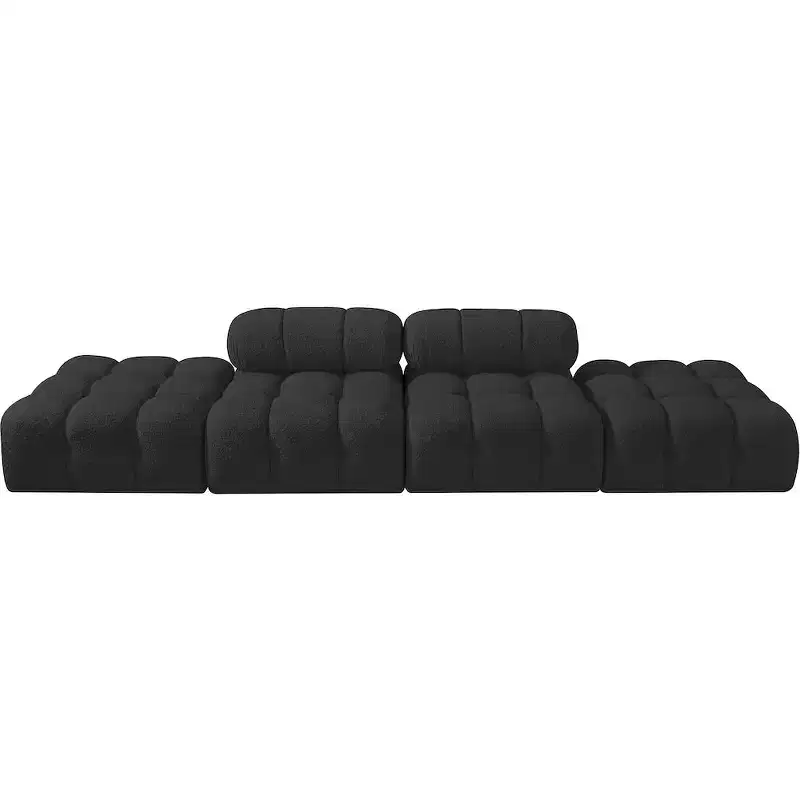 Meridian Furniture Ames 136 Boucle Fabric Upholstered 4pc. Modular Sofa