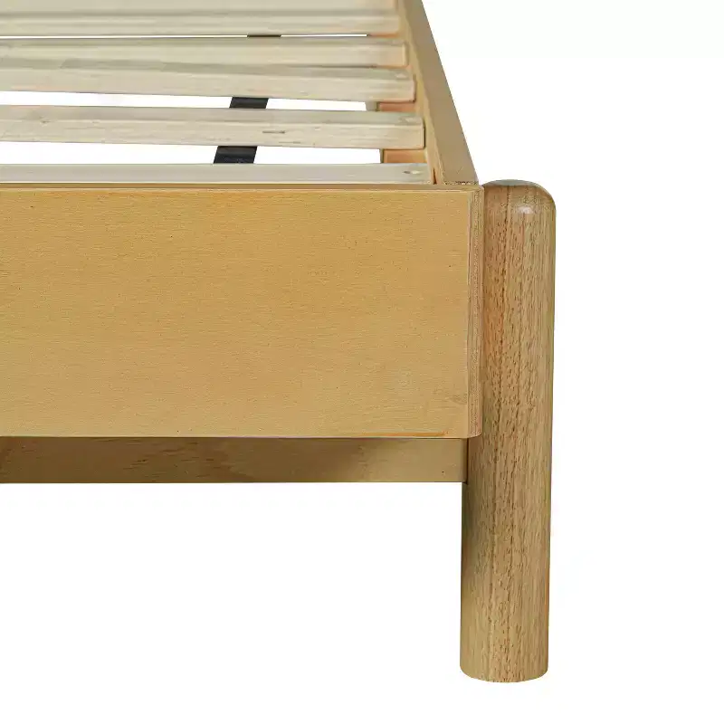 Christopher Knight Home Evelyn Mid-Century Modern Rubberwood Bed with Upholstered Headboard
