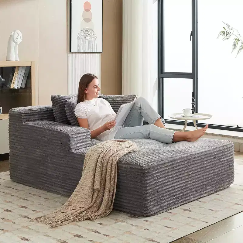 67x50x29 Cloud-Like Boneless Sofa Chair, Oversized Corduroy Chaise Lounge with Deep Seat, Sleeper Couch, for Living Room and Bedroom