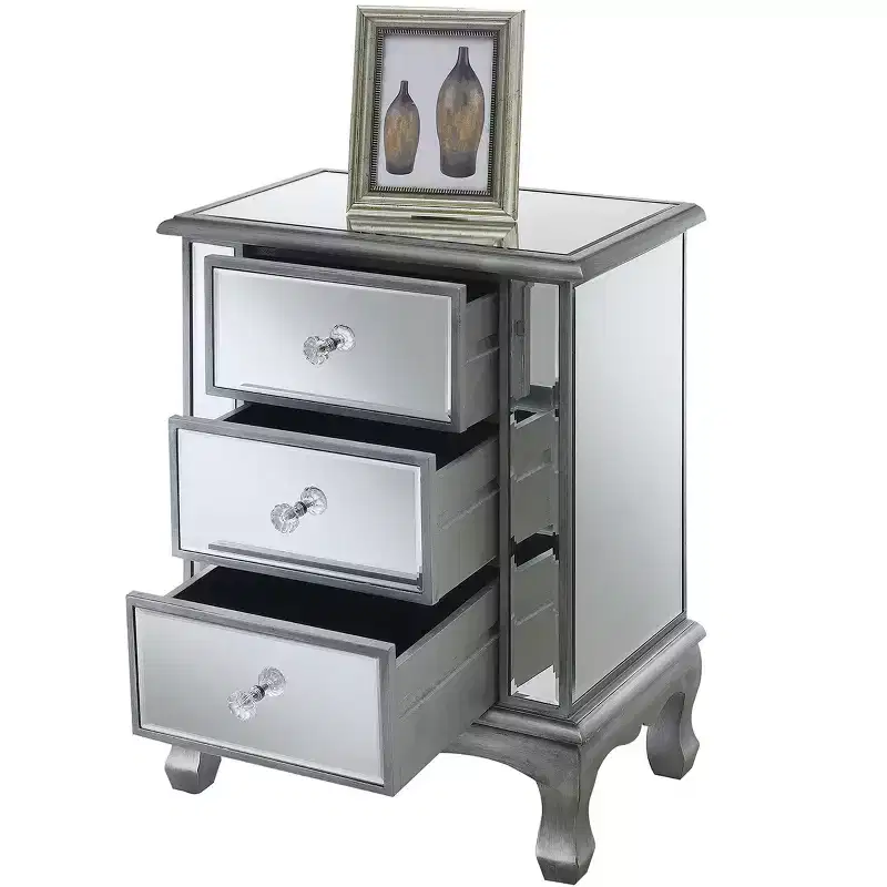 Silver Rectangle Glass Top End Table