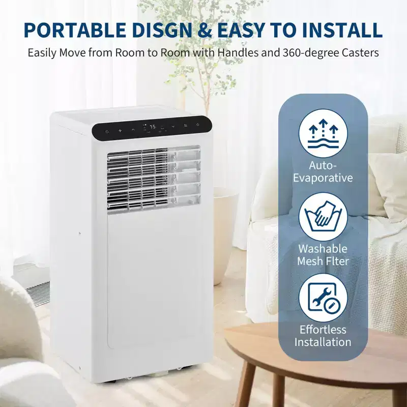 10,000 BTU Portable Air Conditioner with Heater - 4-in-1 AC Unit (Cool/Heat/Dehumidifier/Fan) for Rooms Up to 450 Sq.Ft