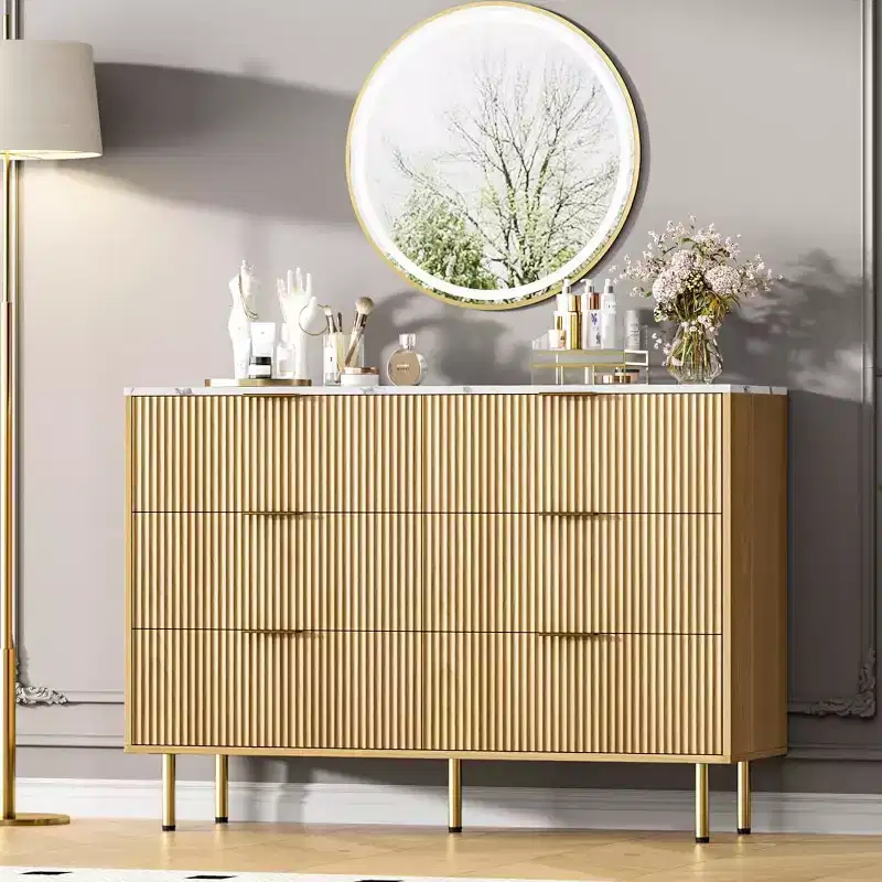Dresser for Bedroom, 6 Drawer Dresser, Modern Chest of Drawers, Wood Drawer Organizer for Bedroom, Living Room, Hallway, Entryway