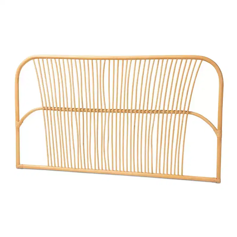 Natural Brown Rattan Wall-Mount Headboard, Queen, 1-Person