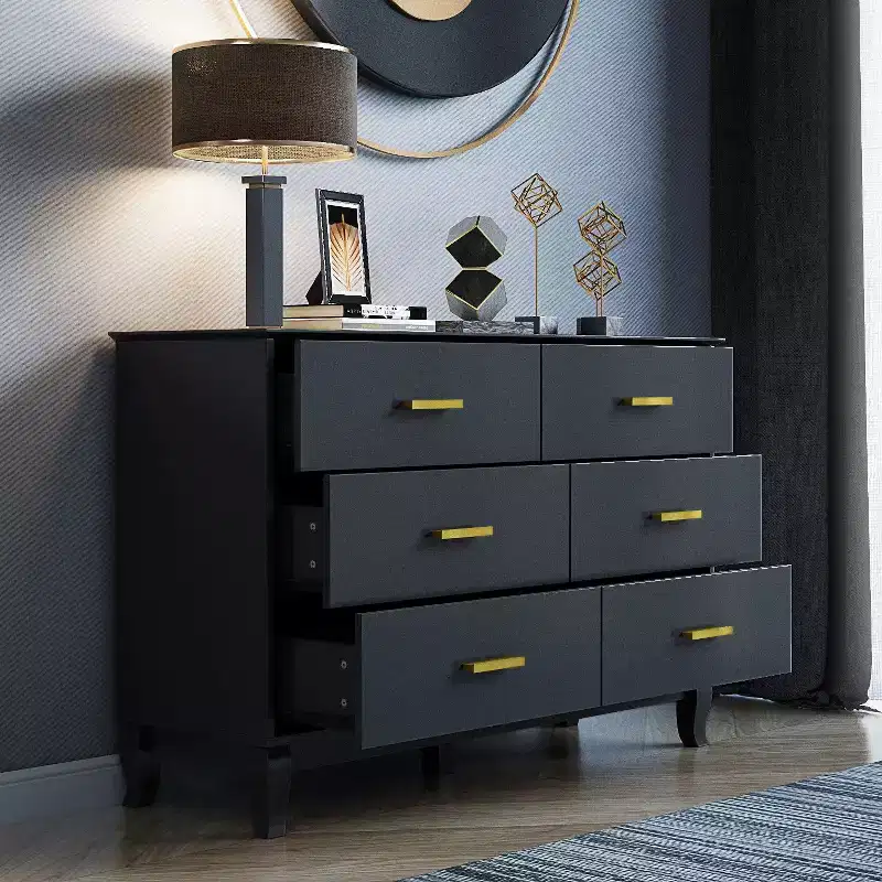 6 Drawer Dresser Modern Design Wooden Legs Drawer Storage Chest