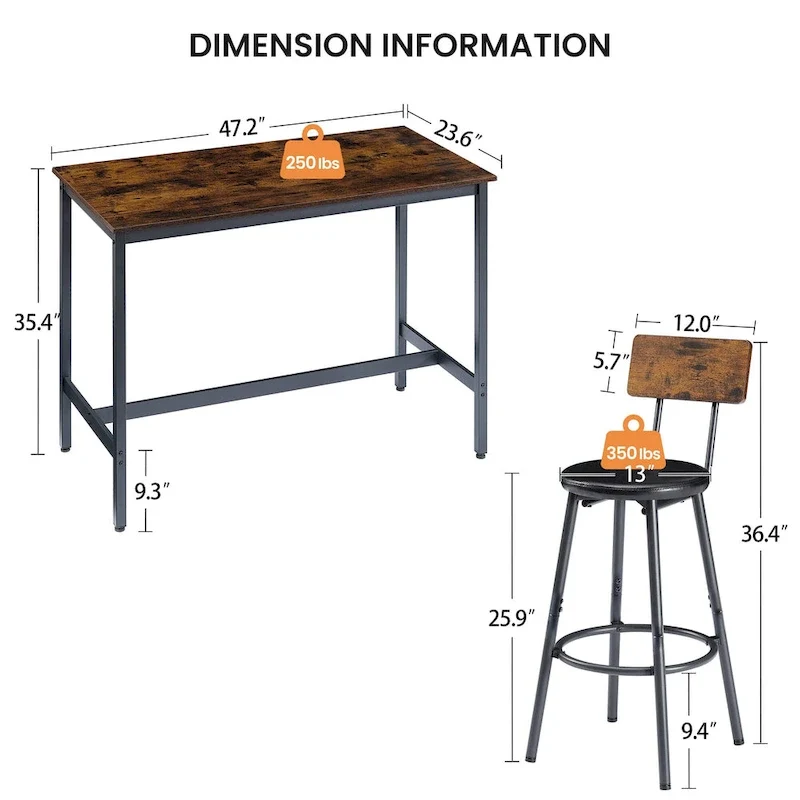 7-Piece Bar Table and Chairs Set with PU Leather Stools
