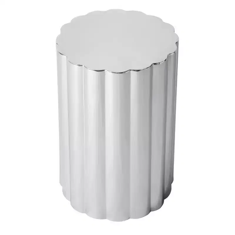 HomeRoots 18 Silver Stainless Steel Block End Table