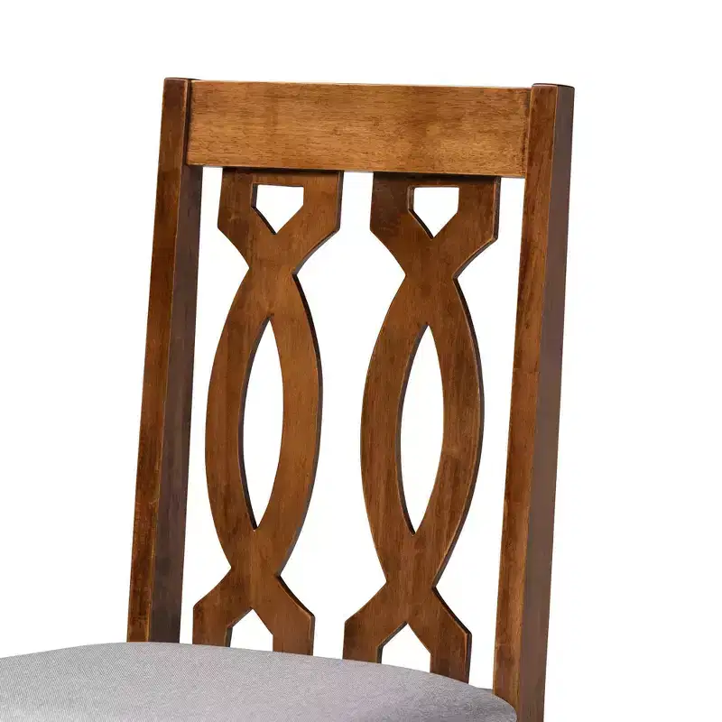 Set of 4 Cherese Fabric Upholstered Wood Dining Chairs Gray/Walnut - Baxton Studio