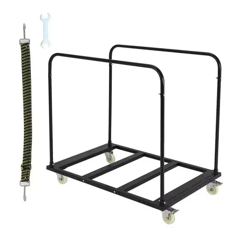 Heavy-Duty Folding Table Cart with 5 Swivel Wheels - 1800 LBS Steel Trolley for Garage, Warehouse & Events
