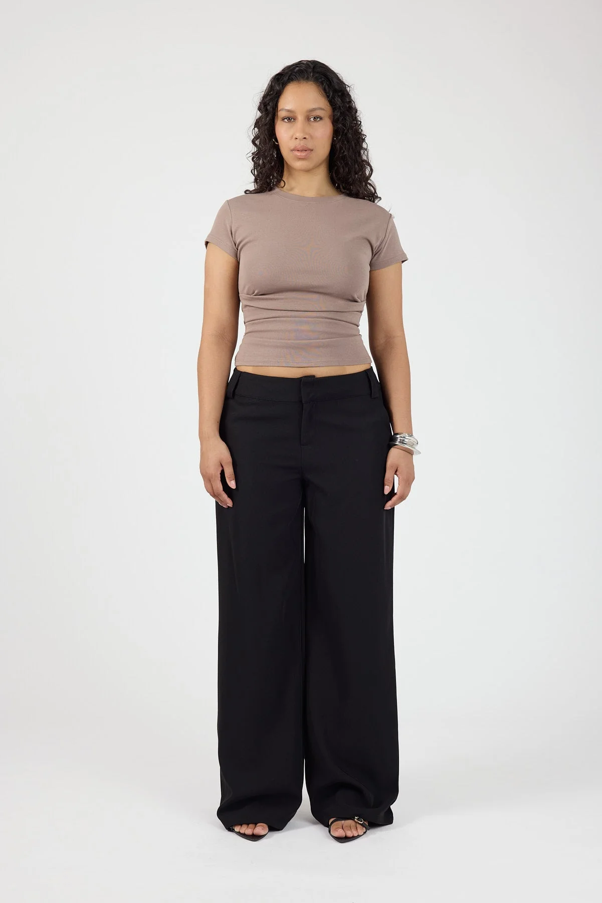 Low Rise Recycled Tailored Pant Black