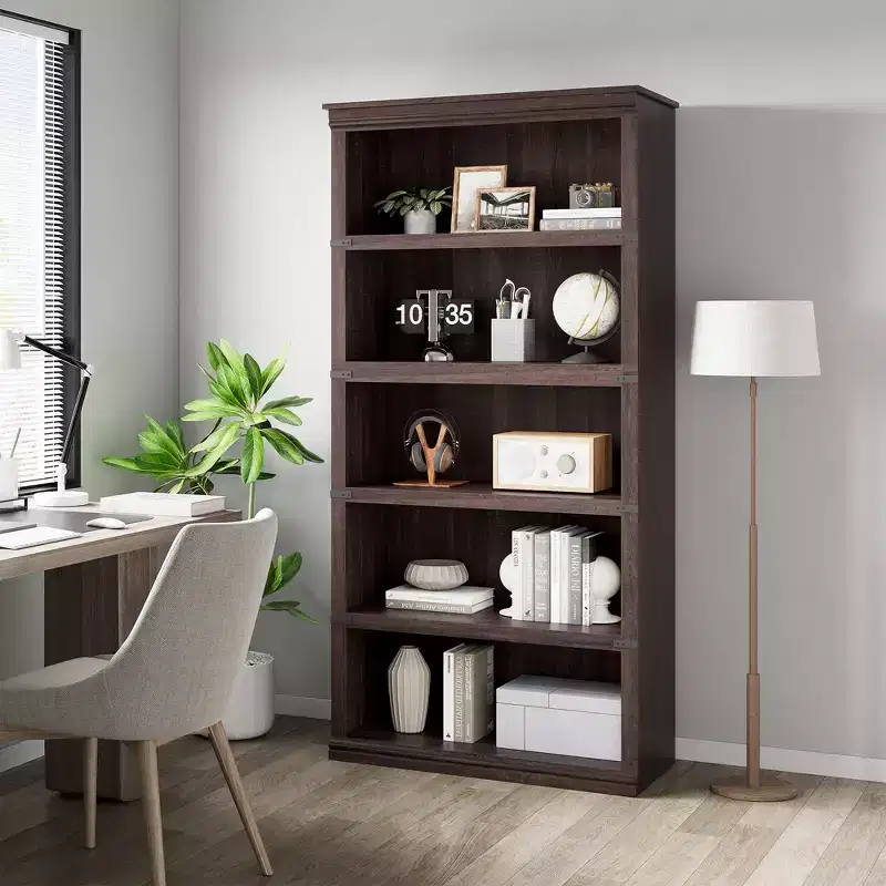 Brown 5-Tier Open Bookshelf, 67.4