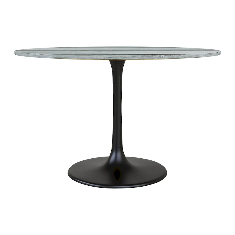 Marble Top Dining Table with Steel Base – Gray & Black