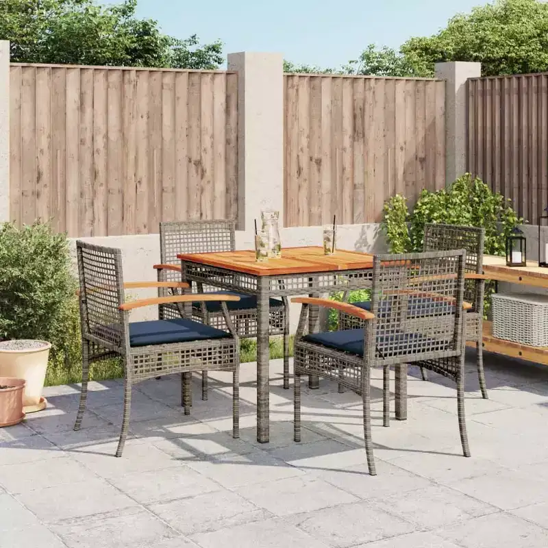 vidaXL Patio Dining Set Set of 6 PE Rattan Large Removable Covers