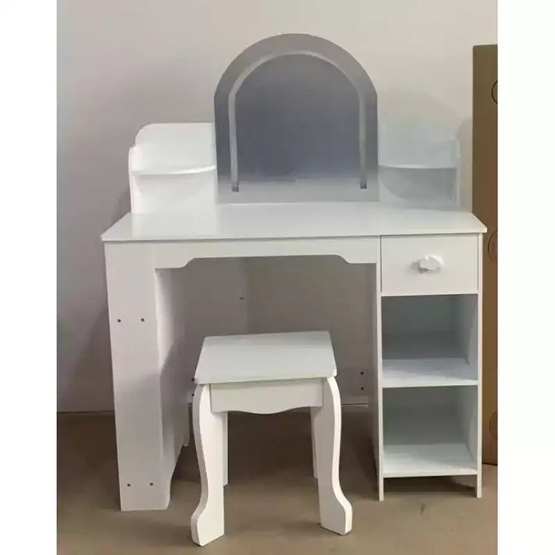 Kids Rounded-Edge Vanity with LED Light (with Accessories)