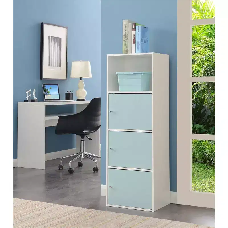 HomeStock 45 in H and 90 in.W Plastic Utility Storage Cabinets with 3 -Doors and 2 Shelves