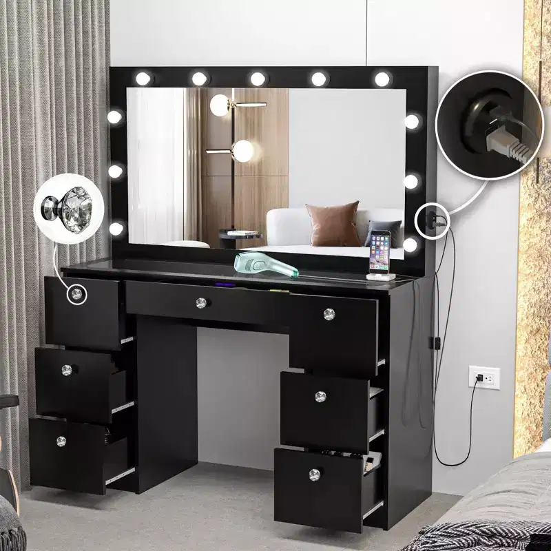 Amalthea Lighted Makeup Vanity - Boahaus