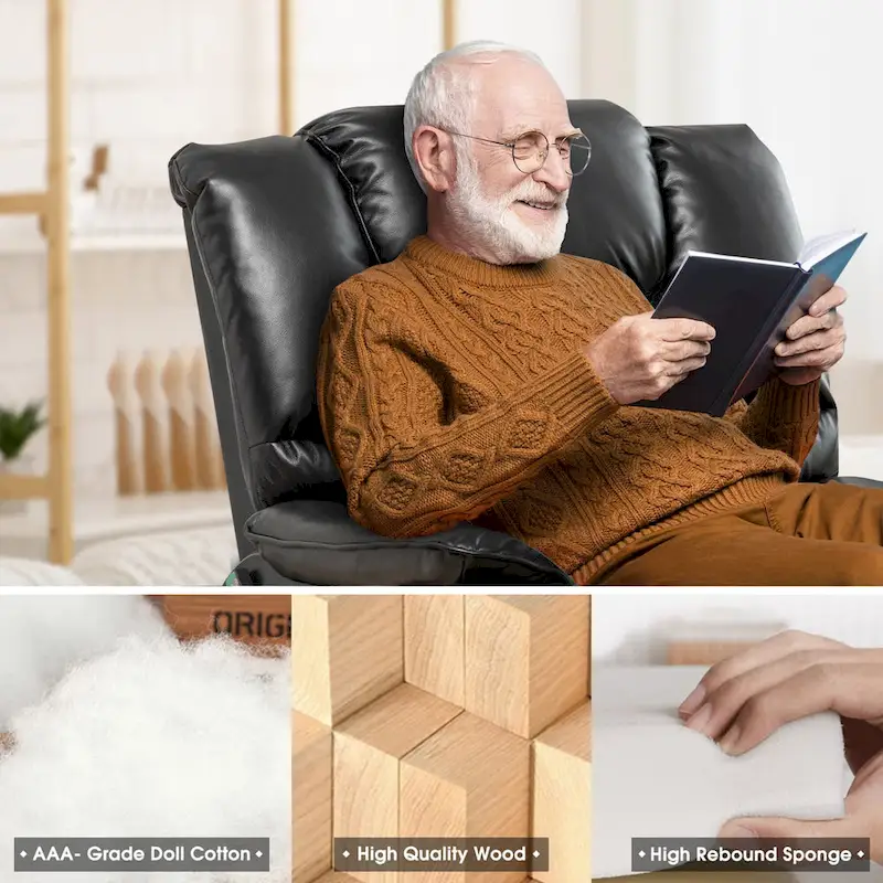 35.5W Dual Electric Power Lift Recliner,Massage&Heat,180 degrees