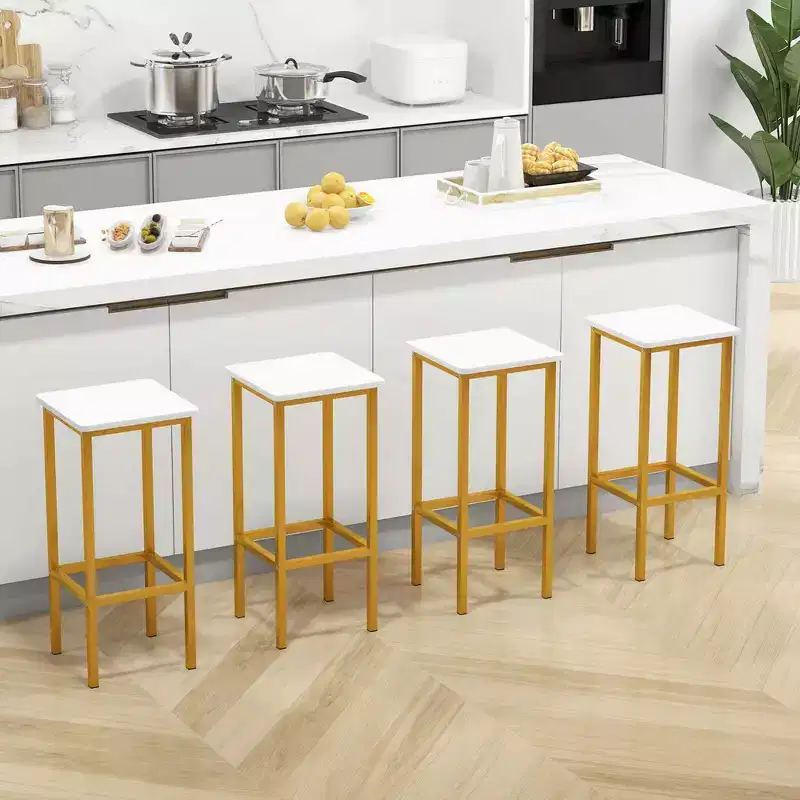 Costway 4 PCS 26Bar Stool Set with Metal Frame Footrest Backless Counter Height Stool Brown