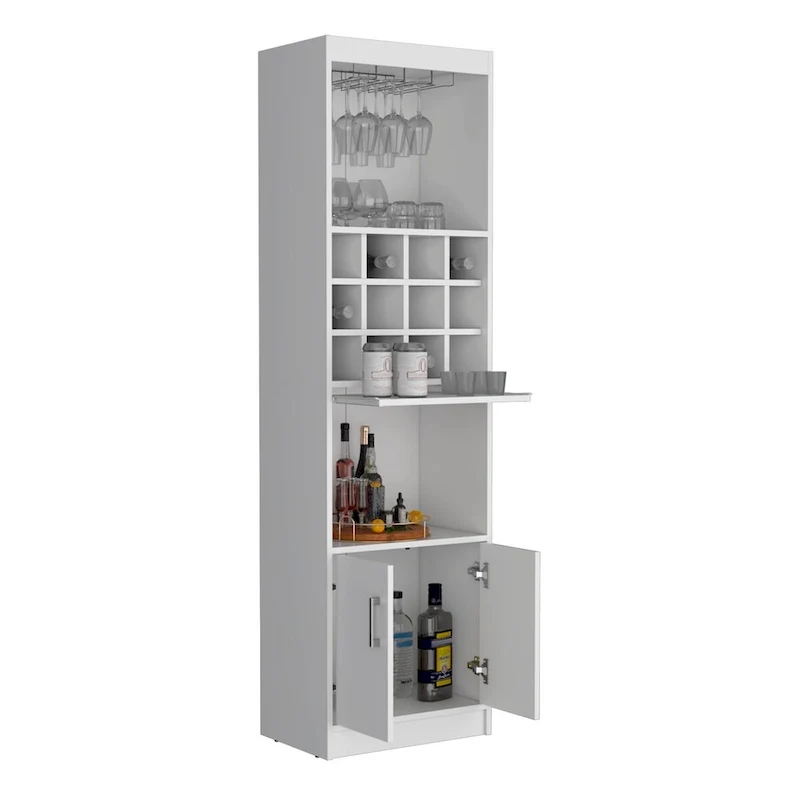 71-Inch 5-Tier Bar Cabinet with Wine Rack & Stemware Holder