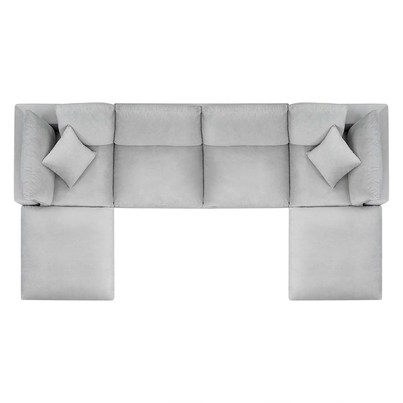 Commix Down Filled Overstuffed Velvet 6-Piece Sectional Sofa