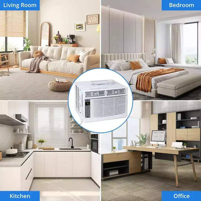 6000 BTU Window Air Conditioner, Cools Up to 350 Sq. Ft, Window AC Unit with Remote, 3 fan speeds, Sleep mode, Auto Restart, 115V/60Hz, White