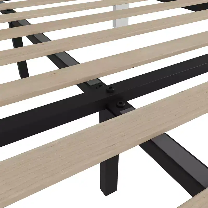 Bed Frame with Drawers, PU Leather Linen Upholstered Platform Bed Frame, Adjustable Height Headboard