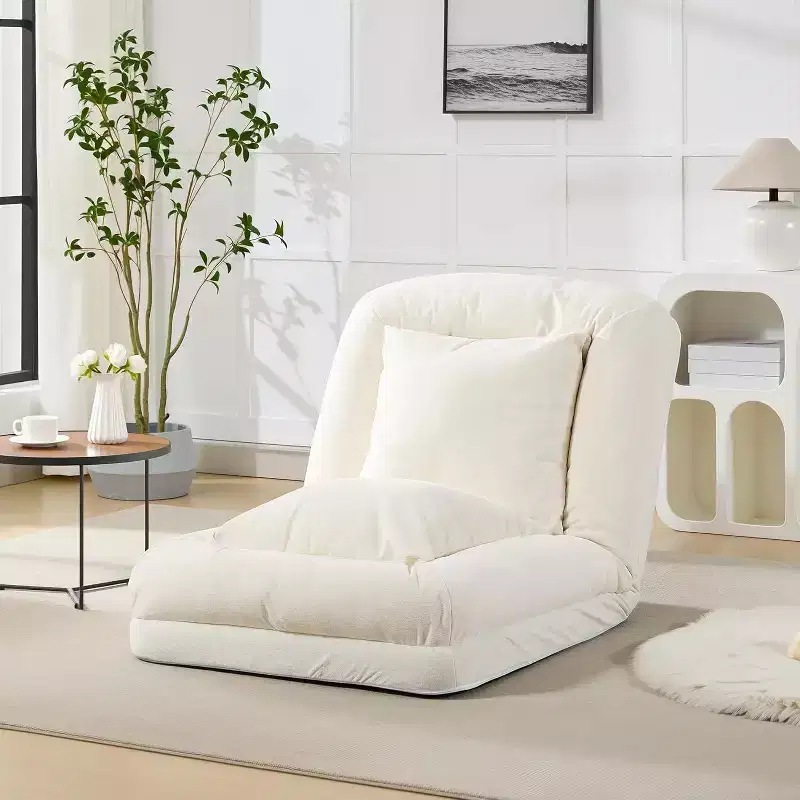 Human Dog Bed for Adult, Comfy Lazy Sofa Bed with 2 Pillows & 5 Adjustable Position, Chenille Upholstered Lounge Chair for Living Room Bedroom