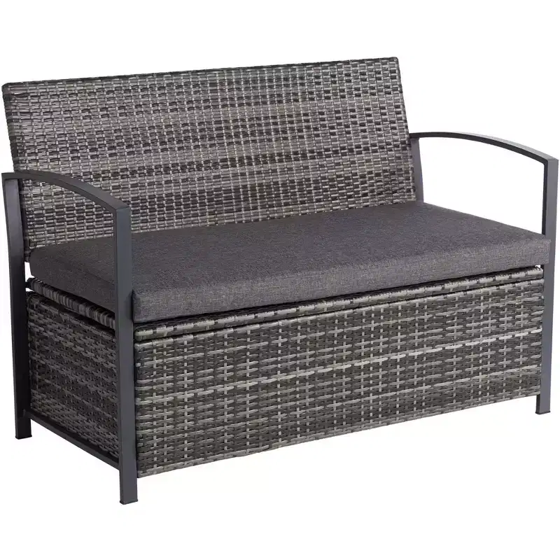 Teal Island Designs Wicker 47 1/2 Wide Bronze Outdoor Storage Bench