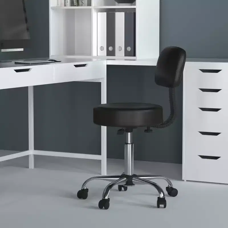 Medical Stool with Back Cushion and Adjustable Height - 275 lb Capacity