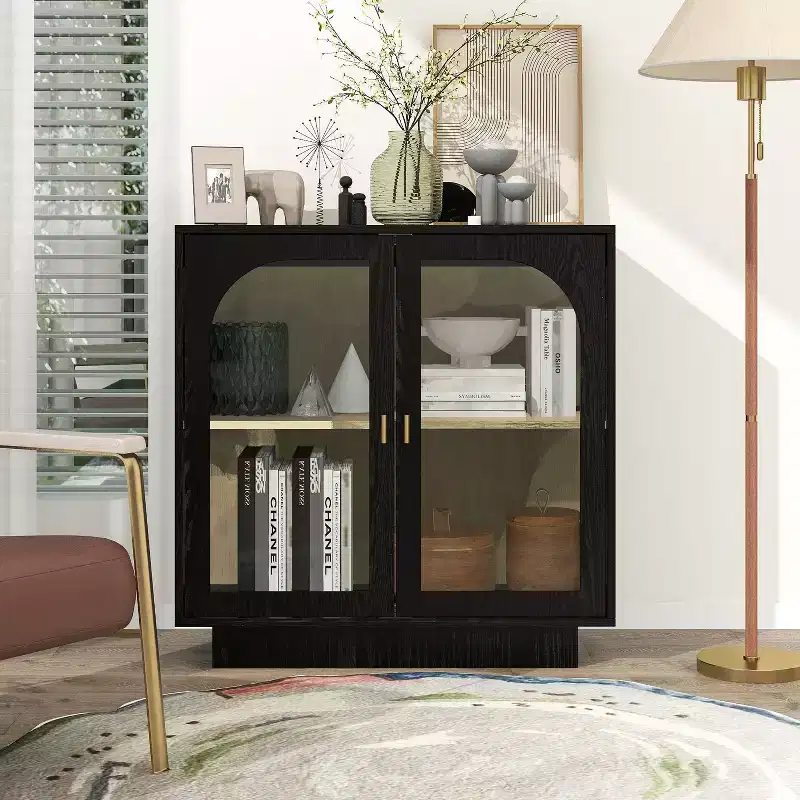 Modern Storage Cabinet, Sideboard Buffet with 2 Acrylic Doors, Console Table for Kitchen Living Room Entryway Study