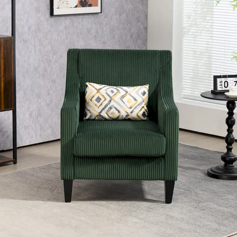 Emerald 26.77 Upholstered Arm Chair with Scooped Arms and Rubber Wood Legs