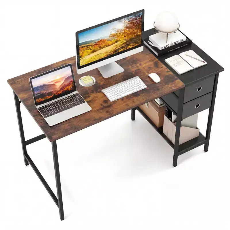 48'' Home Office Desk w/ Storage Headphone Hook Shelf & 2 Drawers Laptop Desk